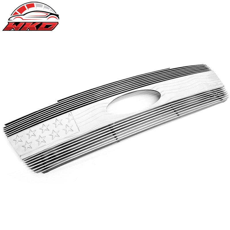 Fits 2004-2008 Ford F-150 Front Bumper Hood Grille Grill Cover Chrome W/ Stripes