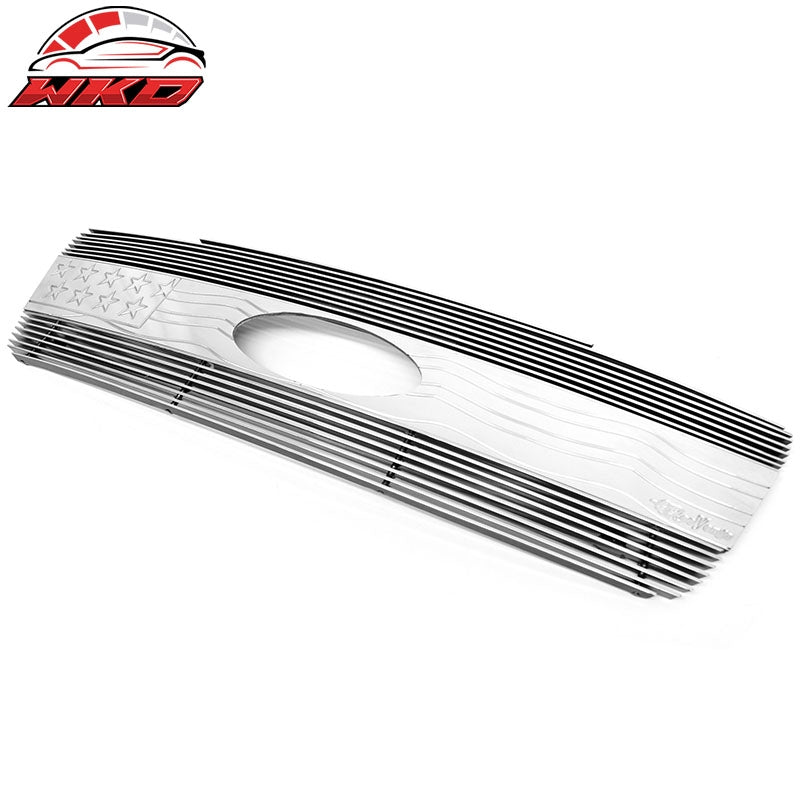 Fits 2004-2008 Ford F-150 Front Bumper Hood Grille Grill Cover Chrome W/ Stripes