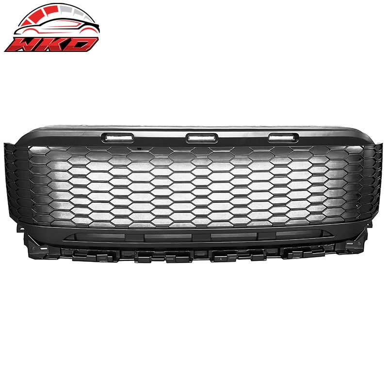 Fits 21-23 Ford F-150 Front Bumper Hood Grille ABS R Style - Matte Black W/LED