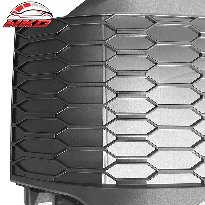 Fits 2021-2023 Ford F-150 Gray Front Mesh Hood Grill Grille ABS R Style W/LED