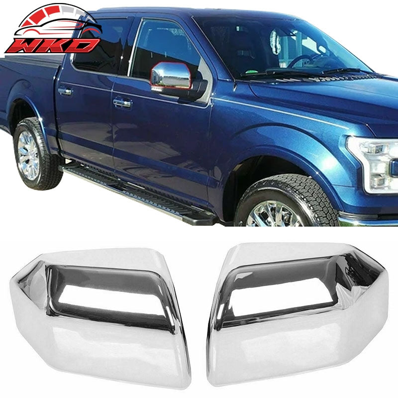 Fits 15-20 Ford F-150 Rearview Mirror Cover Left Right Side Caps Chrome ABS Pair