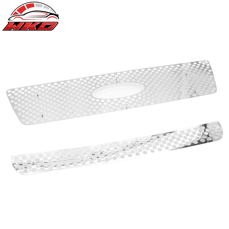 Wholesale 04-05 Ford F150 Chrome Front Bumper Upper Lower Grille 2PC- Oval Mesh Style - Wikond Auto