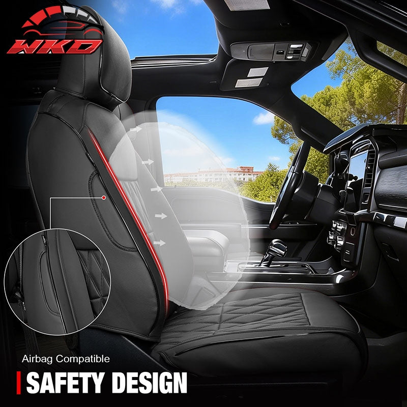 Fits 15-20 Ford F150 17-22 F250 F350 F450 Crew Cab Front Row Seat Covers Black
