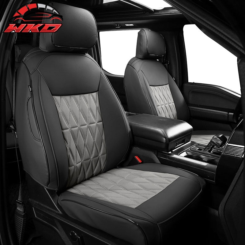 Wholesale 15-20 Ford F150 17-22 F250 F350 F450 Crew Cab Front Seat Covers Black& Gray