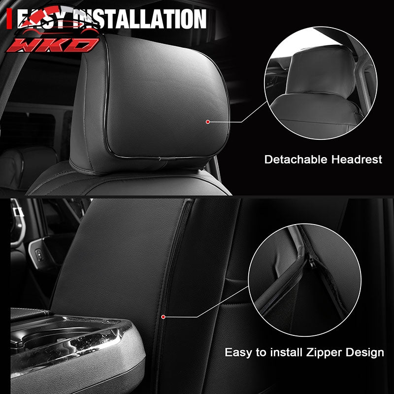 Fits 15-20 Ford F150 17-22 F250 F350 F450 Crew Cab Front Seat Covers Black& Gray
