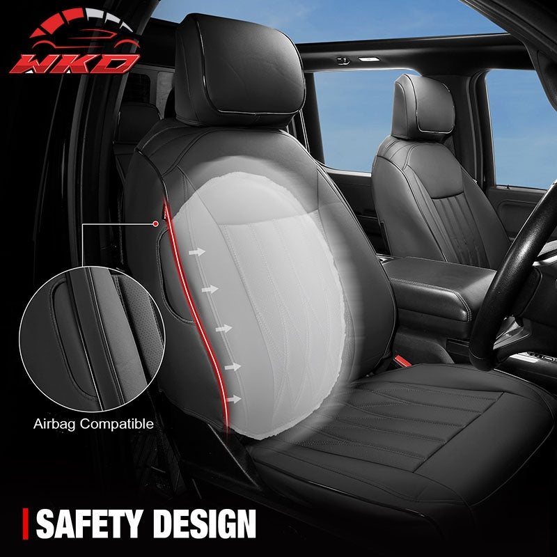 Fits 21-26 Ford F150 22-26 F250 F350 F450 Crew Cab Front Row Seat Covers Black