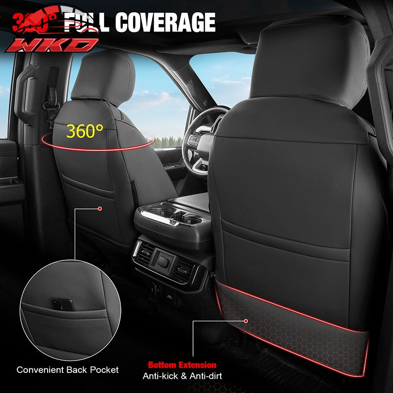 Fits 21-26 Ford F150 22-26 F250 F350 F450 Crew Cab Front Seat Covers Black& Gray