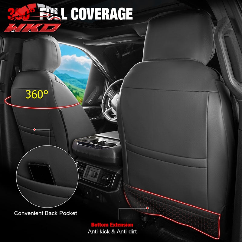For 15-20 Ford F150 17-22 F250 F350 F450 Crew Cab Seat Cover Full Set Black&Gray