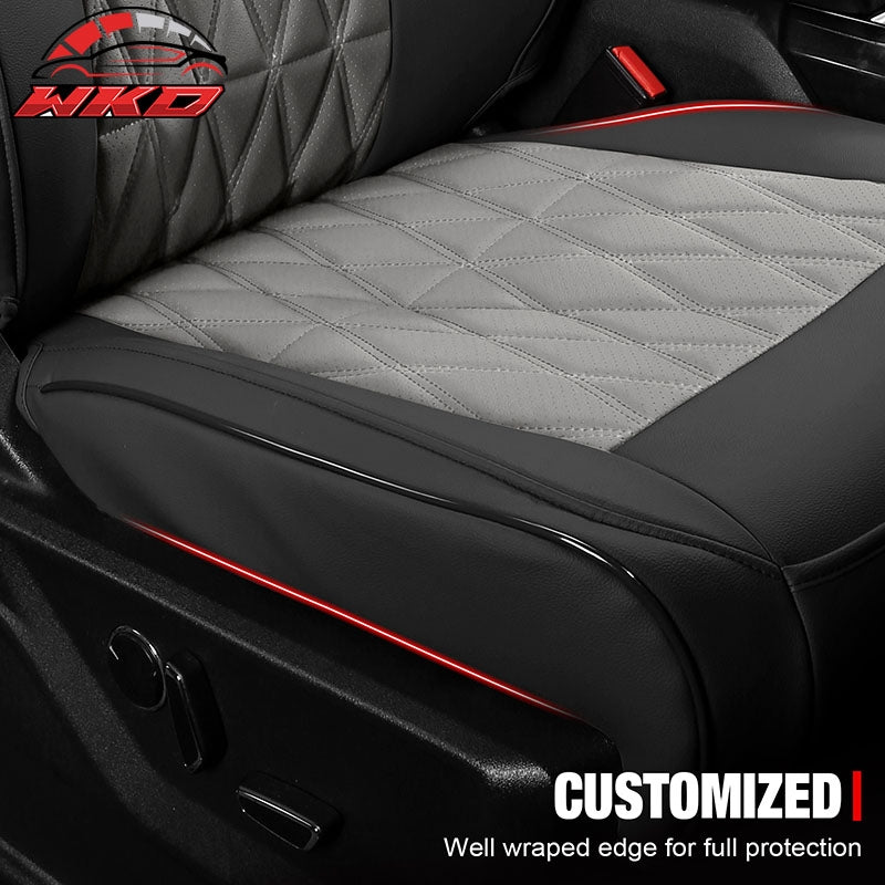 For 15-20 Ford F150 17-22 F250 F350 F450 Crew Cab Seat Cover Full Set Black&Gray