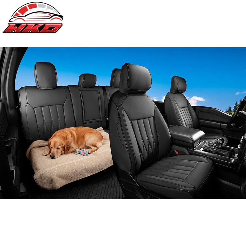 Fits 21-26 Ford F150 22-26 F250 F350 F450 Crew Cab Seat Covers Full Set Black