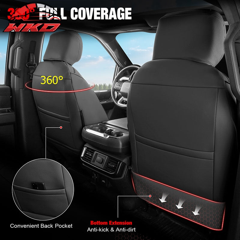 Fits 21-26 Ford F150 22-26 F250 F350 F450 Crew Cab Seat Covers Full Set Black