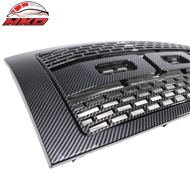 Fit 09-14 Ford F150 R Style Front Upper Grille Mesh Grill Carbon Fiber Print