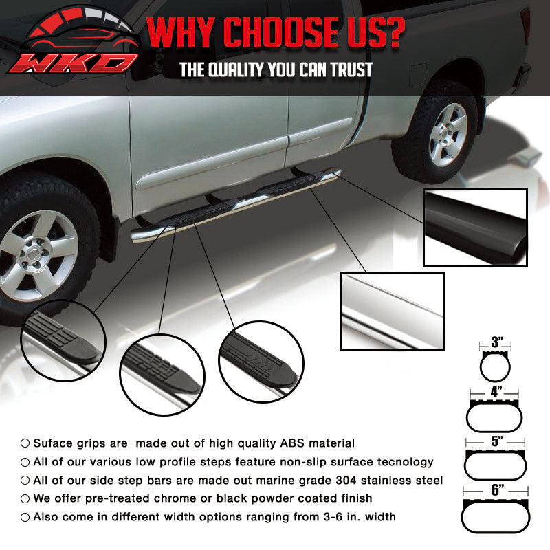 Fits 15-22 F150 Super Cab 4 Inch Stainless Steel Side Step Bar Running Board 2Pc