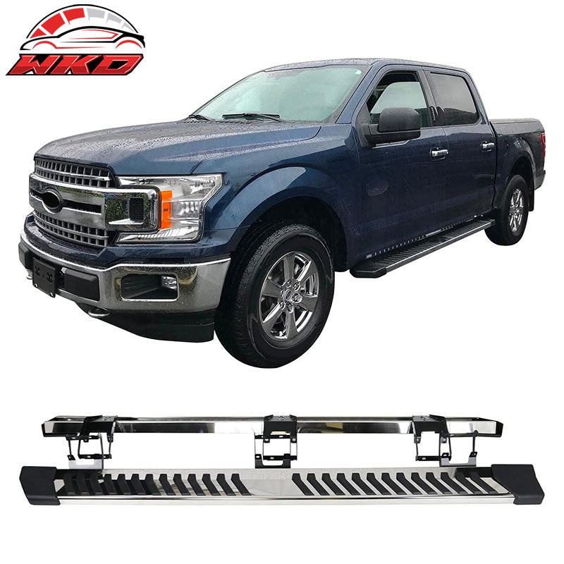 Wholesale 15-26 F150 SuperCrew Cab 88" V Style Running Boards Side Step Bar Silver