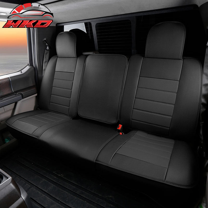 Fits 09-26 Ford F150 Crew Cab Pickup Seat Covers PU Leather 5 Seats Set - Black