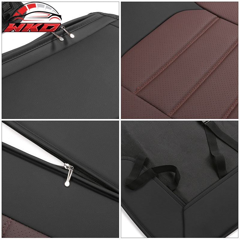 For 09-26 Ford F150 Crew Cab Pickup Seat Covers PU Leather 5 Seats - Black&Brown