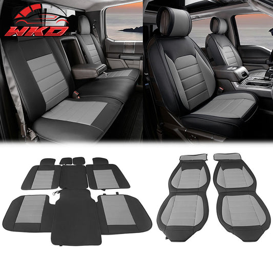 Wholesale 09-26 Ford F150 Crew Cab Pickup Seat Covers PU Leather 5 Seats - Black&Gray