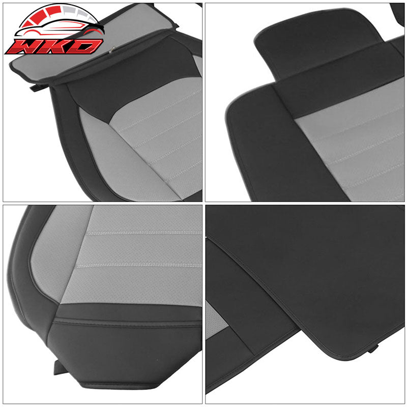 Fits 09-26 Ford F150 Crew Cab Pickup Seat Covers PU Leather 5 Seats - Black&Gray