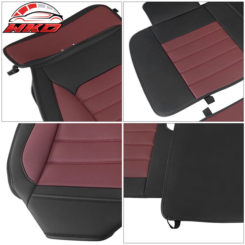 Fits 09-26 Ford F150 Crew Cab Pickup Seat Covers PU Leather 5 Seats - Black&Red