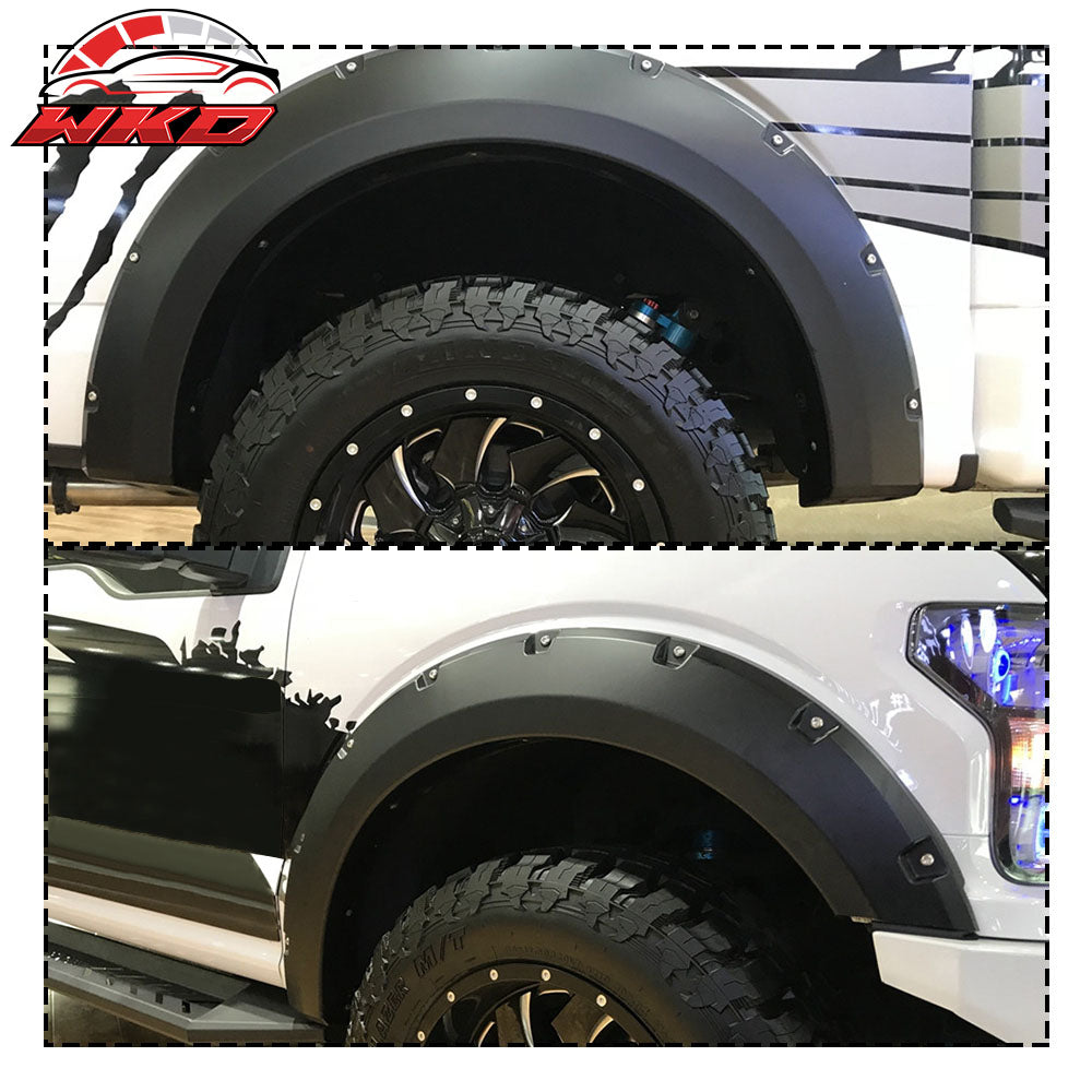 Fits 15-22 FORD F150 Pocket-Riveted Style Textured Black Fender Flares ABS