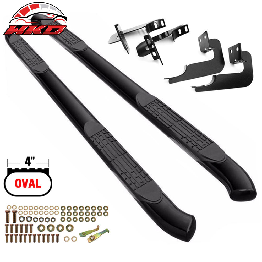 Fits 15-22 F150 Super Cab 4 Inch Oval Black Curved Side Step Bars Running Boards