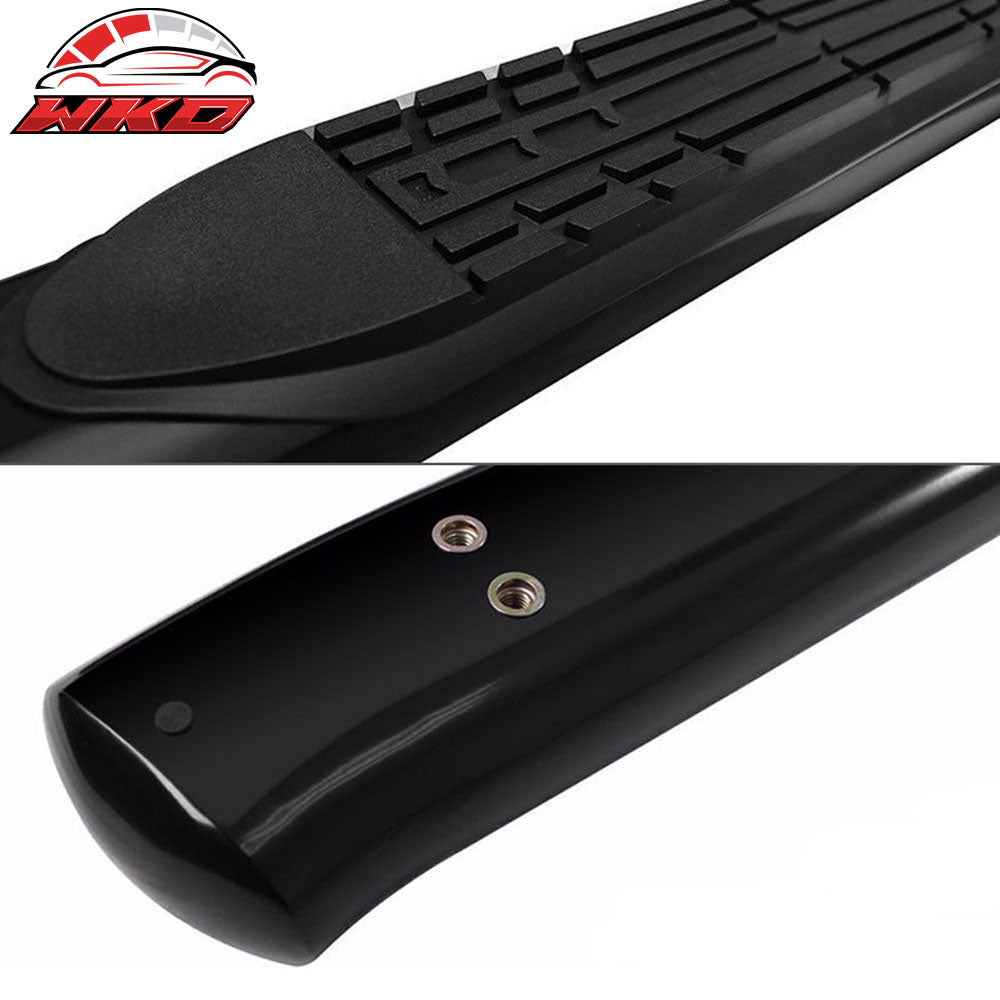 Fits 15-22 F150 Super Cab 4 Inch Oval Black Curved Side Step Bars Running Boards