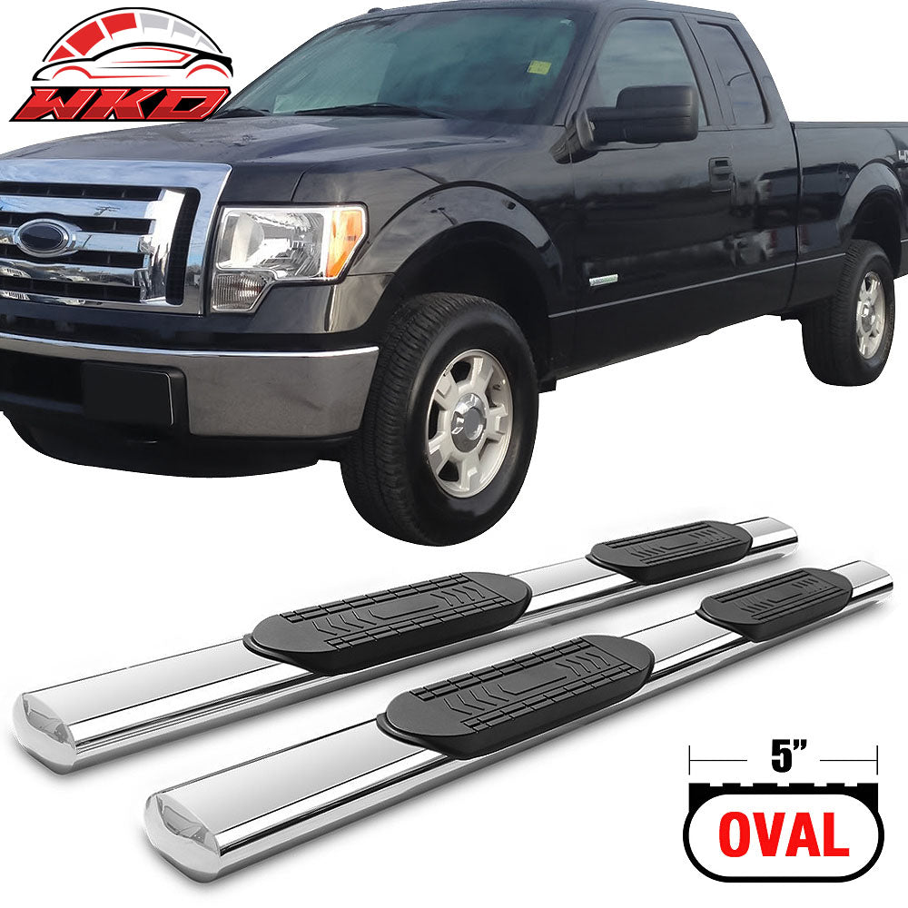 Fits 09-14 F150 Extended Cab 5" Stainless Steel Oval Side Step Bar Running Board