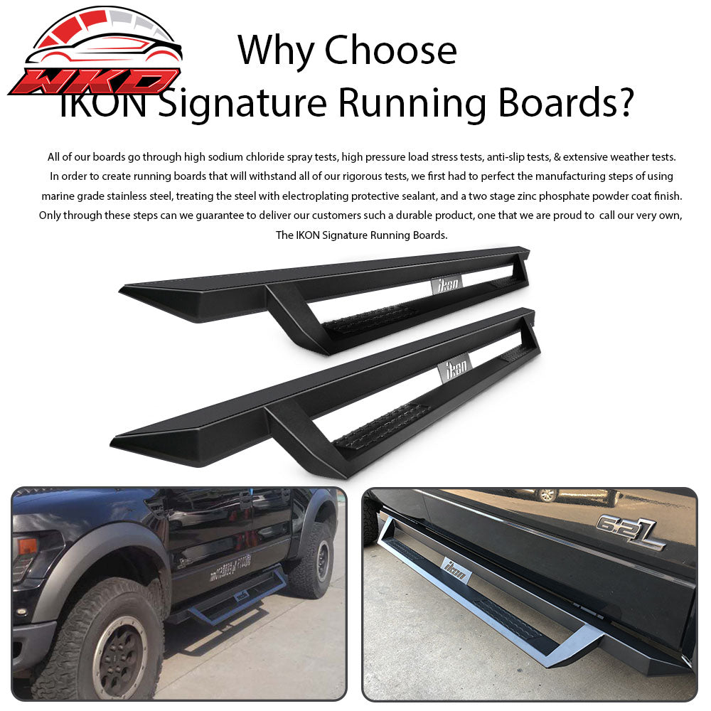 Fits 09-14 Ford F150 Crew Cab IKON V1 Style Running Boards Side Step Bar Black