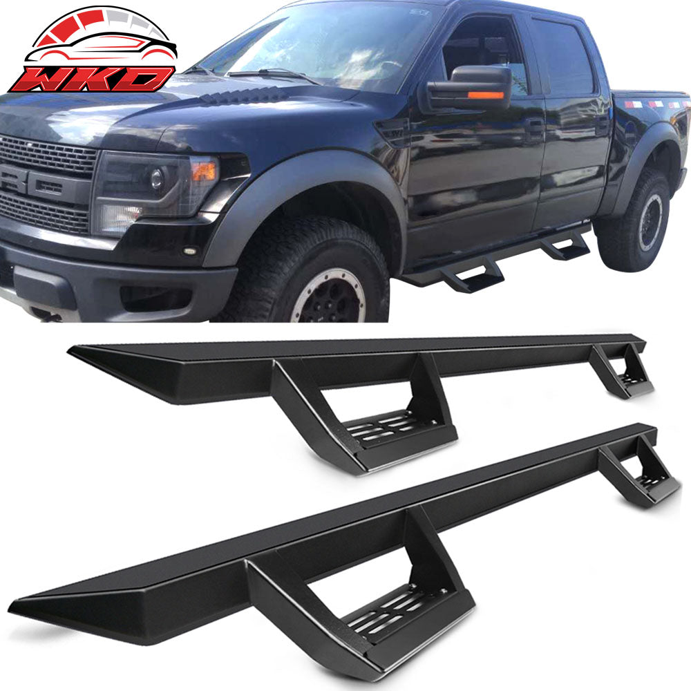 Fits 09-14 Ford F150 Crew Cab IKON V2 Style Running Boards Side Step Bar Black