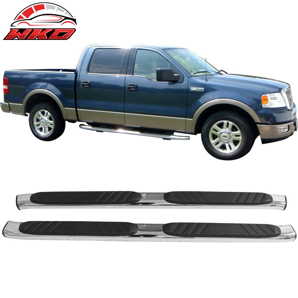 Fits 04-14 Ford F150 Crew Cab Oval OE Style 5" Running Board Side Step Nerf Bars