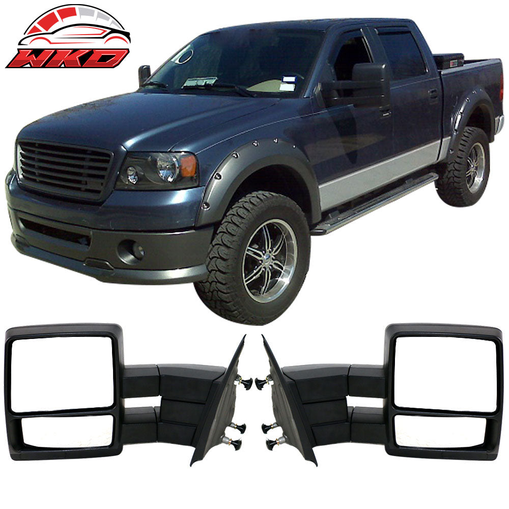 Fits 04-14 F150 Side Rear View Towing Mirrors Manual Non Heated Unpainted LH RH