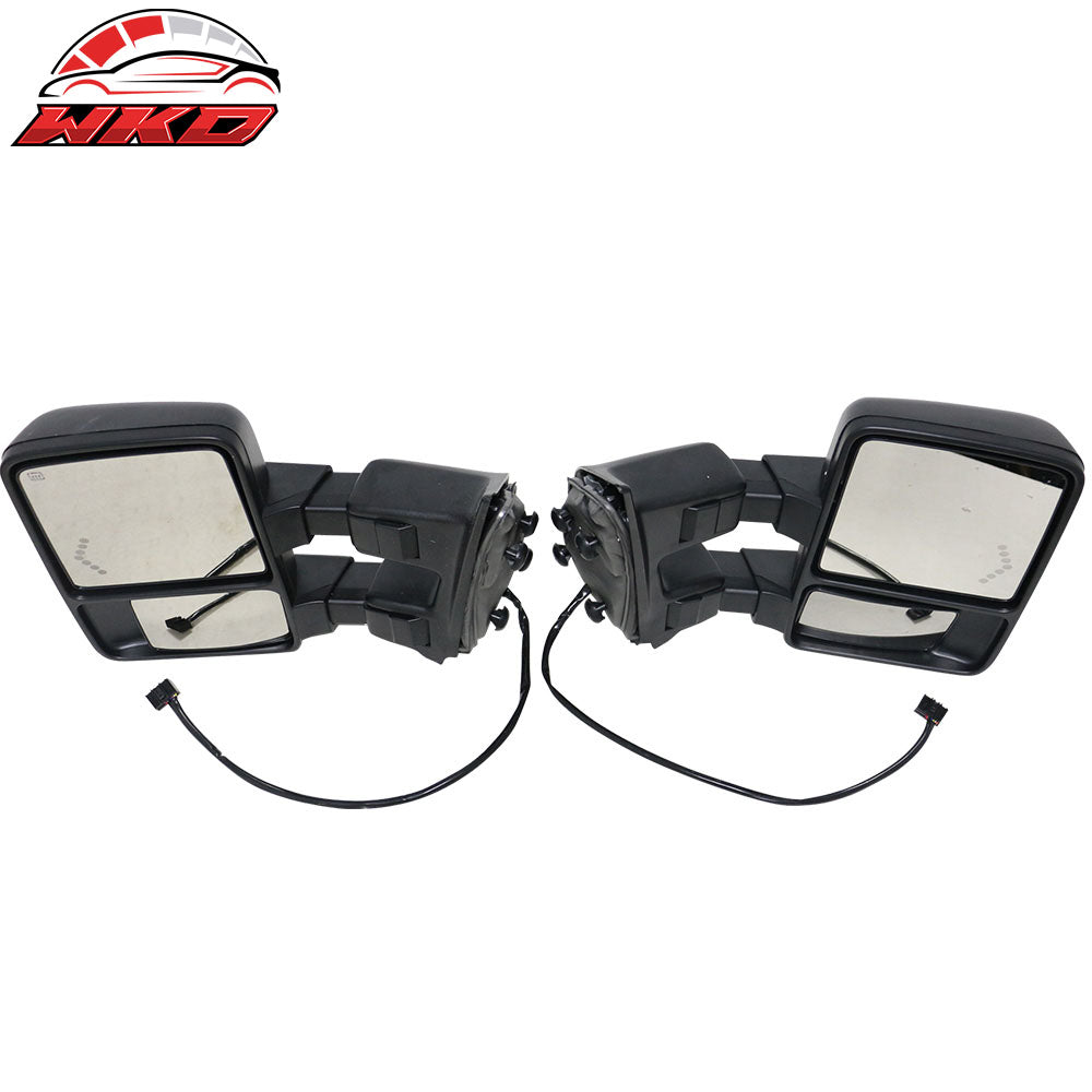 Fits 08-15 F250 Super Duty Towing Tow Mirrors Power Heated Signal Arrow Light