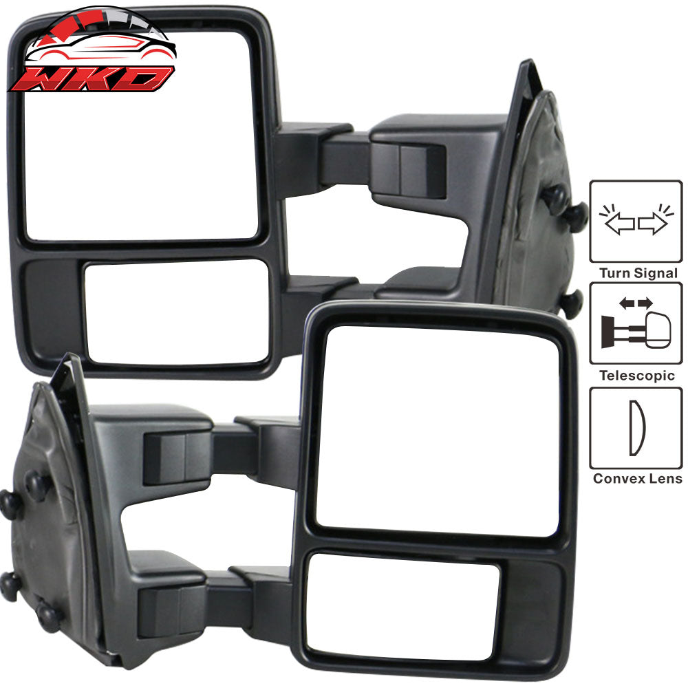 Functional Signal Light Fits 99-15 Ford F250-550 Tow Towing Mirrors Manual Pair