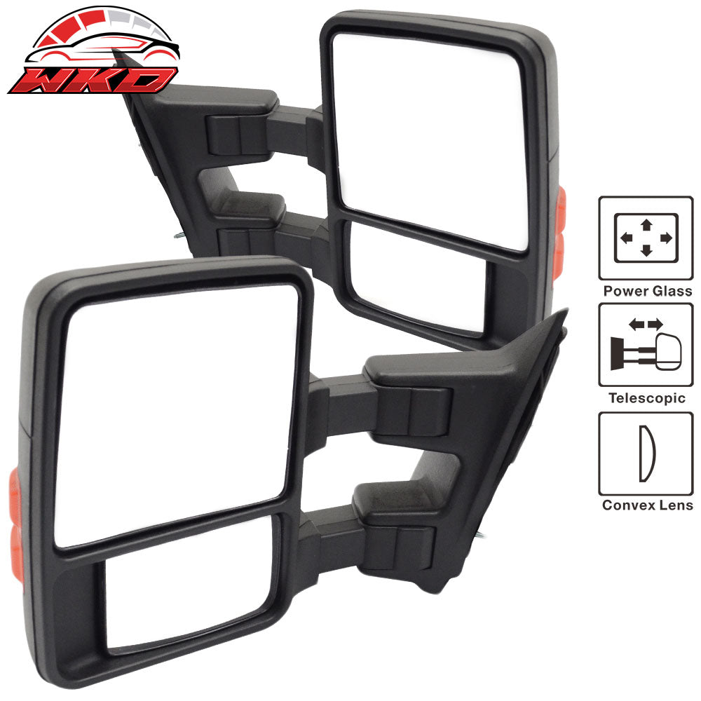 Fits 99-07 F250 Side View Towing Mirror Power Dual Arm Pair Non Heated