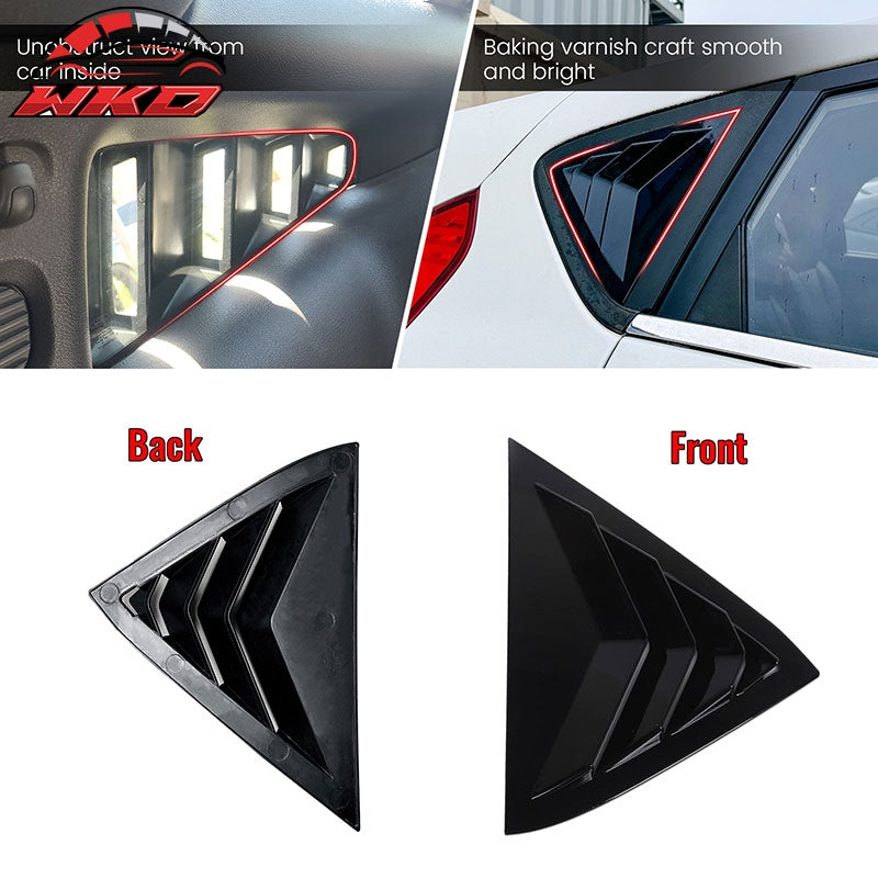 Fits 11-19 Ford Fiesta Hatchback Rear Side Window Louvers Scoop Vent Gloss Black