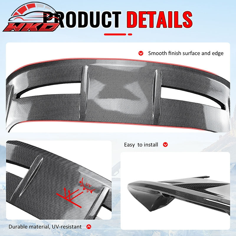 Fits 11-19 Ford Fiesta Hatchback ST Style Rear Roof Spoiler Carbon Fiber Print