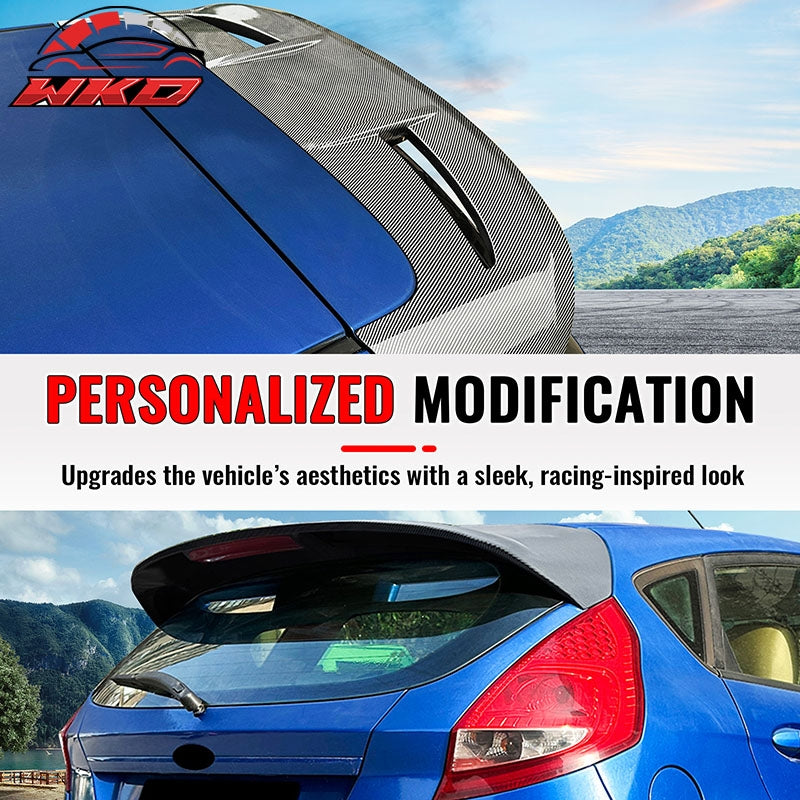 Fits 11-19 Ford Fiesta Hatchback ST Style Rear Roof Spoiler Carbon Fiber Print