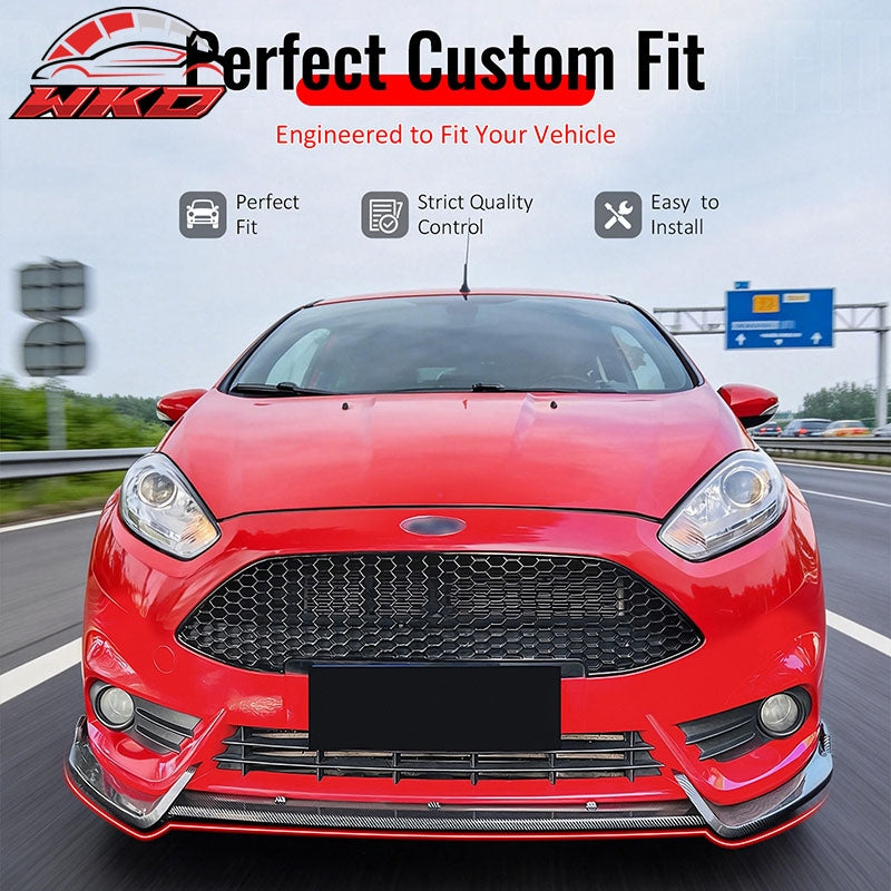 Wholesale 14-19 Ford Fiesta ST & ST Line IKON Front Bumper Lip Carbon Fiber Print 3PC - Wikond Auto