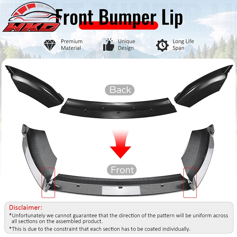 Wholesale 14-19 Ford Fiesta ST & ST Line IKON Front Bumper Lip Carbon Fiber Print 3PC - Wikond Auto