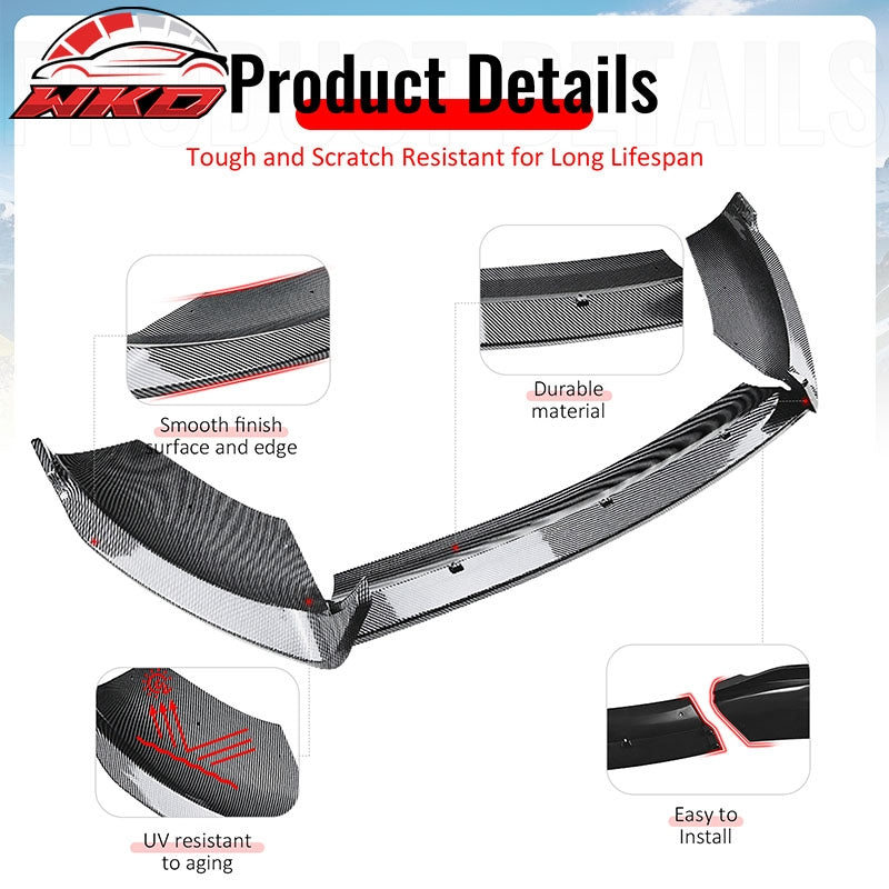 Wholesale 14-19 Ford Fiesta ST & ST Line IKON Front Bumper Lip Carbon Fiber Print 3PC - Wikond Auto