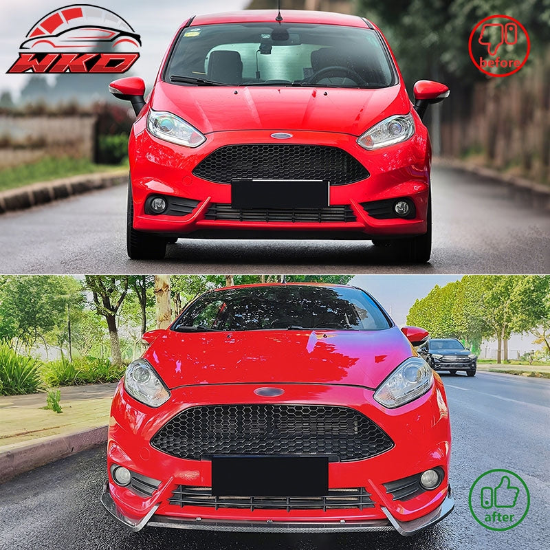 Wholesale 14-19 Ford Fiesta ST & ST Line IKON Front Bumper Lip Carbon Fiber Print 3PC - Wikond Auto