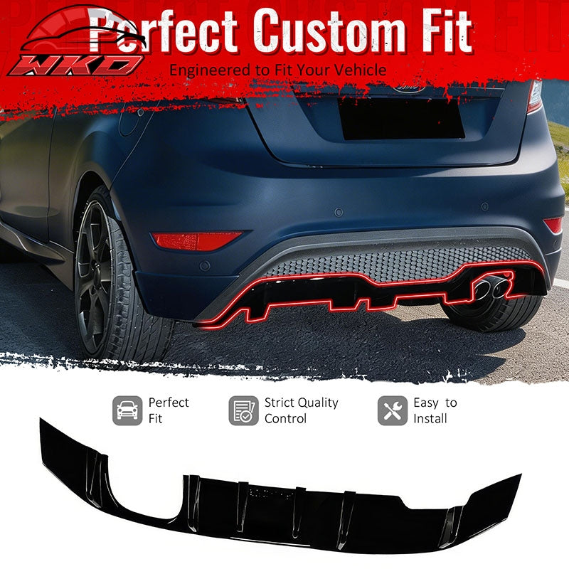 Fits 14-19 Ford Fiesta ST & ST Line IKON Style Rear Bumper Diffuser Gloss Black