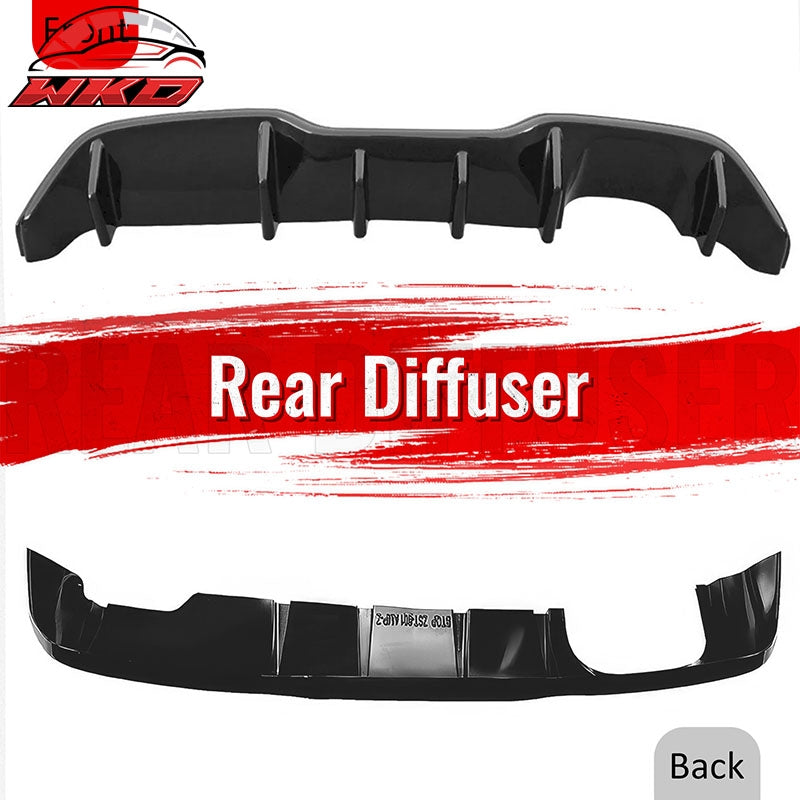 Fits 14-19 Ford Fiesta ST & ST Line IKON Style Rear Bumper Diffuser Gloss Black