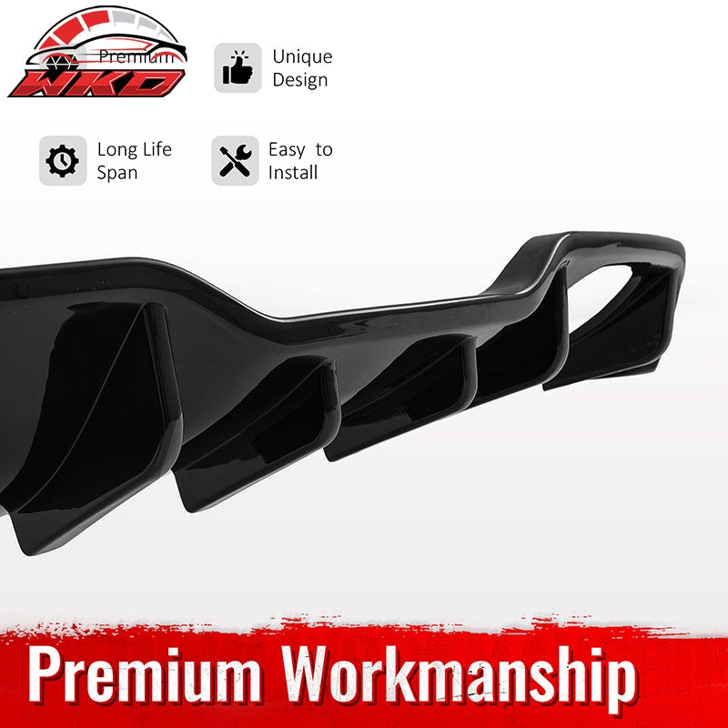 Fits 14-19 Ford Fiesta ST & ST Line IKON Style Rear Bumper Diffuser Gloss Black