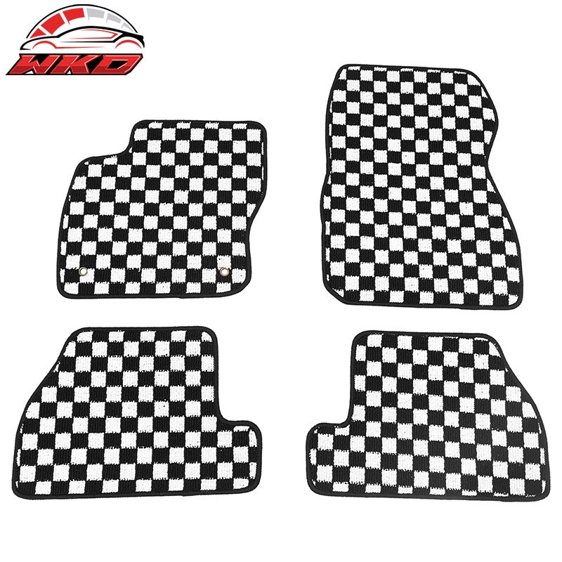 Wholesale 12-18 Ford Focus Anti-slip Floor Mats Checkered Carpets Black White Plaid
