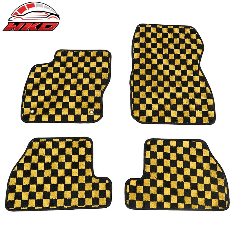 Wholesale 12-18 Ford Focus Anti-slip Floor Mats Checkered Carpets Black Yellow Plaid