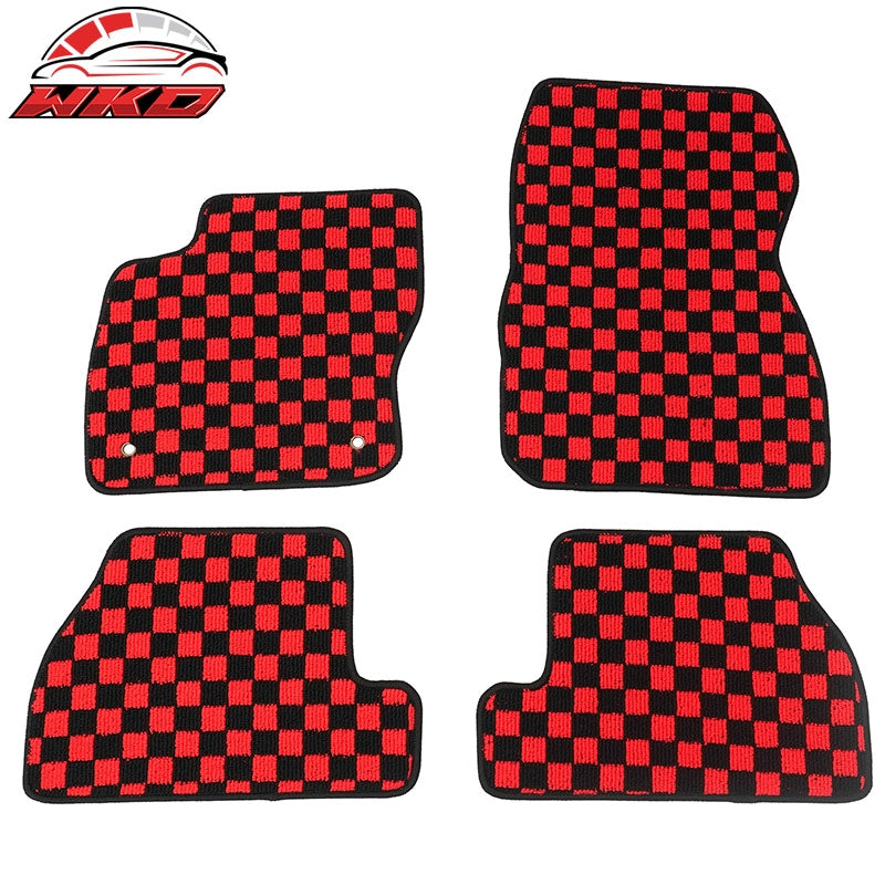 Wholesale 12-18 Ford Focus Car Anti-slip Floor Mats Checkered Carpets Black Red Plaid