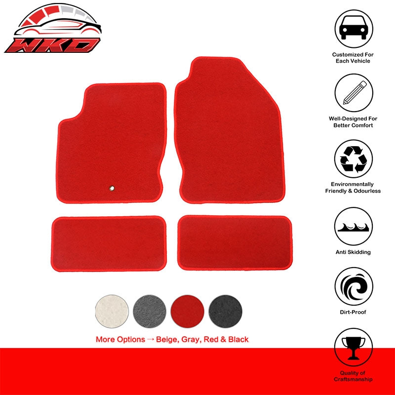 Fits 00-07 Ford Focus 4PCS Auto Car Floor Mats Liner Front Rear Nylon Red Carpet