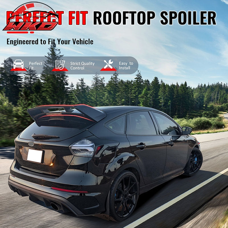 For 12-18 Ford Focus Hatchback RS Style Gloss Black Rear Window Roof Spoiler ABS