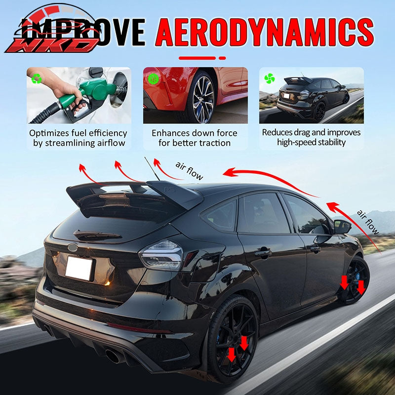 For 12-18 Ford Focus Hatchback RS Style Gloss Black Rear Window Roof Spoiler ABS